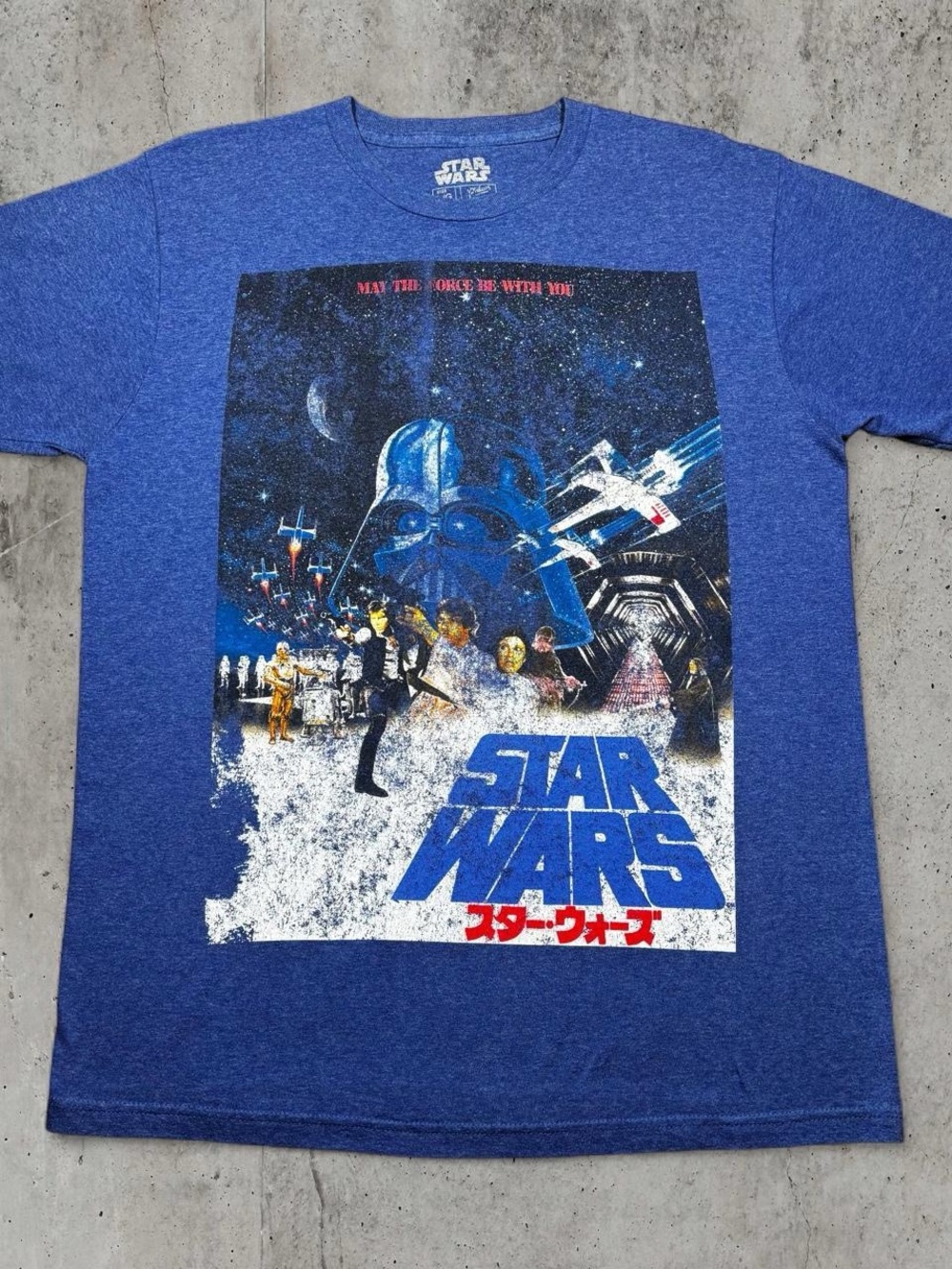 Star Wars Darth Vader Japanese Poster T Shirt Large Philcos Lucasfilm Blue Retro